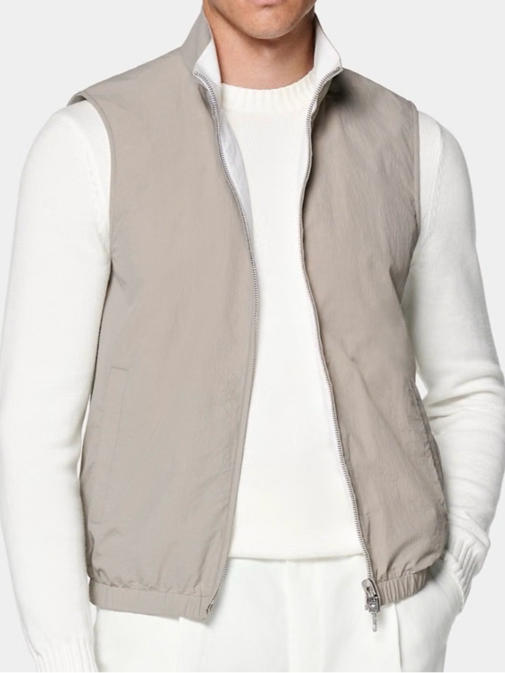 Suitsupply Reversible Vest Taupe & Gray Olmetex Water Repellent